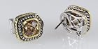4031012 David Yurman Inspired Champagne Brilliant CZ Stone 2 Tone Stud Earrings Fashion Very High Quality