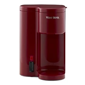 West Bend 56204 Single-Cup Personal Coffee Maker and Water Dispenser, Red