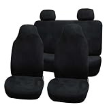 Suede Car Seat Cover Full Set Bucket Front and Bench Rear Seat Cover Fb105 Black 114