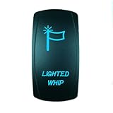 Laser Blue Rocker Switch LIGHTED WHIP 20A 12V On/off LED Light