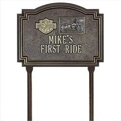 Harley Davidson Softail Medallion Lawn Plaque in Bronze and Gold Customize: Yes