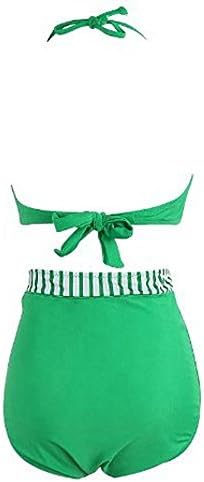 Selene Allure Women's Pinup Rockabilly Vintage High Waist Bikini Swimsuit Swimwear (L/US 6-8, Green)