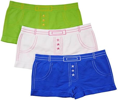 Women's 3-Pack Seamless Jeans Printed Low-Rise Boyshorts (D) L/XL