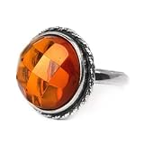 Baltic Amber Sterling Silver Round Classic Ring 15x15mm Cabochon