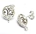 1 pair x Bali Sterling Silver Round Flower Stud Earrings Loop Post Connector w/Clutches/Ear nut