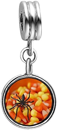 Halloween spider in candy corn Light Amethyst Crystal June Birthstone Flower Dangle Charm Bracelets