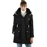Jessie G. Women's Thinsulate Filled Parka Coat with Removable Fox Fur Trim - Black XL