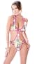 Sensual Mystique Triangle halter top screenprint monokini. 80403