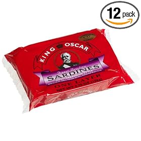 King Oscar Sardines, Mediterranean Style, One Layer, 3.75-Ounce Cans (Pack of 12)