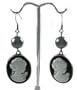 Radiant Beautiful Black Cameo Charm Earrings with Black Pearl Accent Comes Gift Boxed