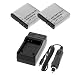 Charger + 2 Battery for Casio Exilim Zoom EX-Z40 EX-Z50 EX-Z500 EX-Z55 EX-Z57 EX-Z750 EX-Z850 NP40 NP-40 + car plug
