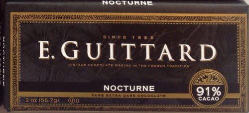 E. Guittard Cacao Nocturne Extra Dark Chocolate Bar 91%, 2-Ounces (Pack of 6)