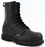 Mens Biker Black Leather Lace-up Motorcycle Boots