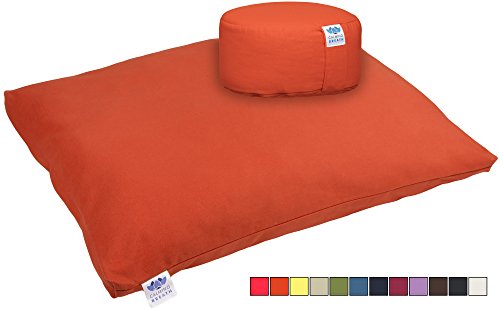 CalmingBreath Natural, Eco-Friendly Yoga Meditation Cushion and Mat Set (Burnt Orange)