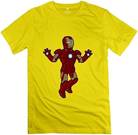 Men Marvel Comics Iron Man T-shirts,O-Neck T-shirt Small Yellow