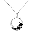 Stainless Steel Ladies Pendant with Black Resin Inlay Hearts