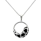 Stainless Steel Pendant with Black Resin Inlay Hearts