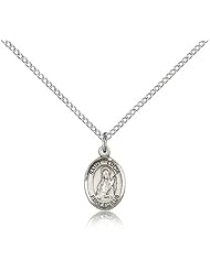 .925 Sterling Silver Saint St. Lucia of Syracuse Medal Pendant 1/2 x 1/4 Inches Eye Diseases/Writers-9065- Comes with a .925 Sterling Silver Lite Curb Chain Neckace And a Black velvet Box