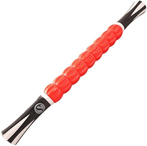 Muscle Roller Stick &amp; Ball Sports Massager Combo, Reduce Muscle Pain, Leg Cramps, Sore Muscles and Relief for Lower Back, Neck and Plantar Fasciitis - 18" Massage Roller, 2 Spiky Balls and Nylon Tote
