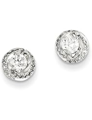 14k White Gold Diamond Round Post Earrings