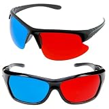 GTMax 2x Red and Cyan Glasses Fits over Most Prescription Glasses for 3D Movies, Gaming and TV (1x Frameless buttom ; 1x Anaglyph style)