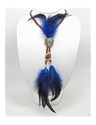 Blue Artificial Suede Leather Necklace In Zinc