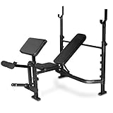 Keys Fitness Olympic Weight Bench with Preacher Pad & Leg Extension - Lifetime Frame Warranty