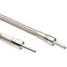 Iwatani PTFE Super MiniFlex Hose Braided with Stainless Steel 304, Male Pipe Fittings, 1/8ID, 12" L, 1.97" Bend Radius