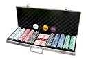eSecure - Professional 11.5g Coffret Set de Poker 500 jetons comprenant un d&egrave;s, jeton dealer et blind, 2 jeux de cartes avec mallette en aluminium