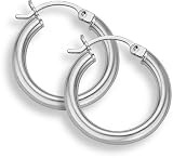 14K White Gold Hoop Earrings - 7/8" diameter (3mm thickness)