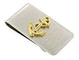 Silver plated money clip with gold plated anchor and rope. Made in the USA