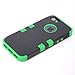 Masione™ Deluxe Hybrid High Impact Soft Silicone + Hard PC Case Cover for Apple iPhone 5S 5 5G with Screen Protector and Stylus (Black+Green)