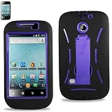 Huawei Ascend II/M865 Black/Purple Combo Silicone Case + Hard Cover + Kickstand Hybrid Case For Cricket/U.S. Cellular