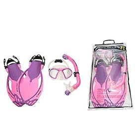 Buy Kids Body Glove Silicone Mask, Dry Snorkel , Adjustable Fins and Bag Set for Children Boys Girls...