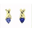 14K Yellow Gold Tanzanite and Diamond Earrings