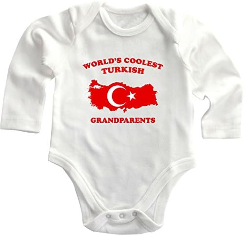 Worlds Coolest TURKISH Grandparents Baby Long Sleeve Bodysuit One Piece White 12 Months