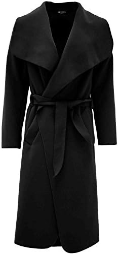 16MVRCH Womens Celebrity Inspired Waterfall Coat (Black)
