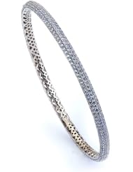 Sterling Silver & Cz Light Purple Bangle