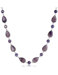 NINE WEST VINTAGE AMERICA "Hidden Gem" Worn Silver and Purple Collar Necklace, 18"