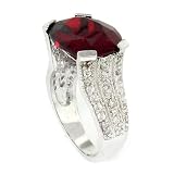 Vintage/Modern Engagement Ring w/Garnet & White CZs