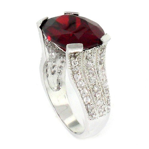 Vintage/Modern Engagement Ring w/Garnet & White CZs Size 6