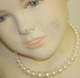 One Strand Ivory Simulated Pearl Choker Necklace Earrings for Children and Teens
