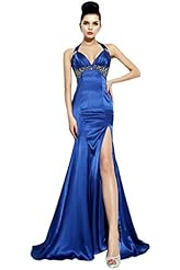 Sexy Beaded Slit Lace Halter Pageant Dress/Prom Dress/Party Dress 