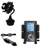 Sandisk Sansa e200R Auto Cup Holder with Car Charger - Uses Gomadic TipExchange
