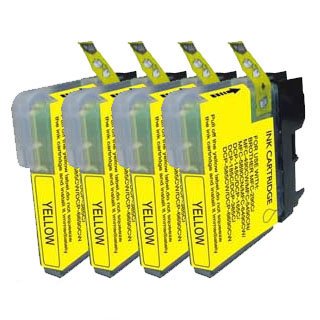 4x Brother LC980Y / LC1100Y (LC61) - Yellow Compatible Printer Ink Cartridge for Brother DCP-145C DCP-163C DCP-165C DCP-167C DCP-195C DCP-197C DCP-365CN DCP-373CW DCP-375CW DCP-377CW / MFC-250C MFC-255CW MFC-290C MFC-295CN MFC-297C MFC-490CN MFC-490CW MFC-5490CN MFC-5890CN MFC-6490CN MFC-670CD MFC-670CDW MFC-790CW MFC-930CDN MFC-930CDWN MFC-990CW
