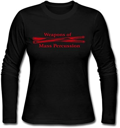 Women's Weapons Of Mass Percussion Drum Sticks O Neck 100% Cotton Tshirt Black XL