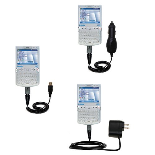 Deluxe Kit for the i-Mate JAQ4 includes a USB cable with Car and Wall Charger - Gomadic Brand w/ TipExchange Technology