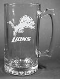 NFL Detroit Lions Laser Etched 27oz Glass Beer Mug
