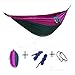 Yosoo Ultralight Hammock Travel Camping Outdoor Nylon Fabric Hammock Parachute Bed for Double Two Person with Free Ropes High Quality (Purple + Dark Green)