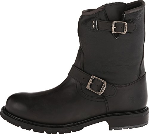 Frye Mens Rogan Engineer Shearling Black Soft Vintage Leather Boot
